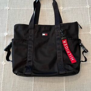 Tommy Hilfiger Black and Red Messenger Bag